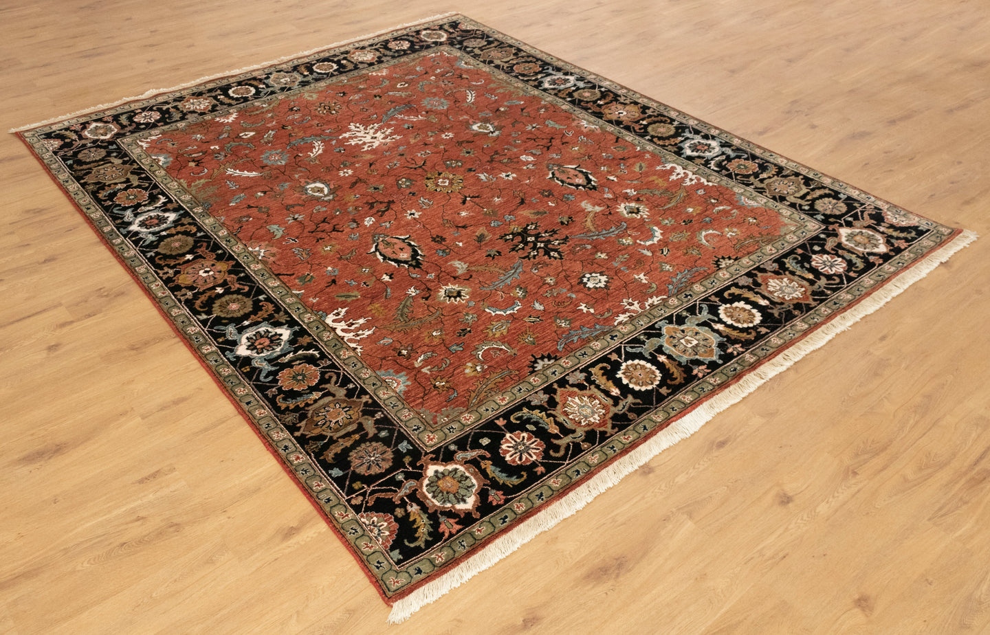 8x10 Heriz Rust Black Classic oriental Turkish Persian Handmade Woolen Rug | Shritija Rugs | Traditional Carpets Online